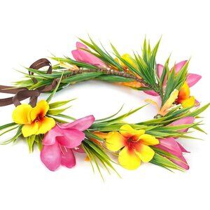 Hawaiian Flower Crown Artificial Tropical Floral Headband for Luau Beach Party